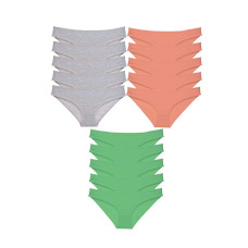 15 adet Süper Eko Set Likralı Kadın Slip Külot Gri Pudra Yeşil 