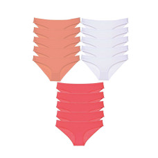 15 adet Süper Eko Set Likralı Kadın Slip Külot Pudra Beyaz Fuşya 