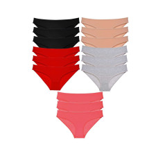 15 adet Süper Eko Set Likralı Kadın Slip Külot Siyah Kırmızı Ten Gri Fuşya 