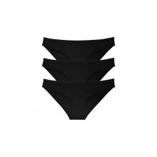 3 adet Süper Eko Set Likralı Kadın Slip Külot Siyah 