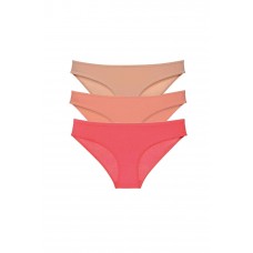 3 adet Süper Eko Set Likralı Kadın Slip Külot Ten Pudra Fuşya 