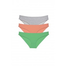 3 adet Süper Eko Set Likralı Kadın Slip Külot Gri Pudra Yeşil 