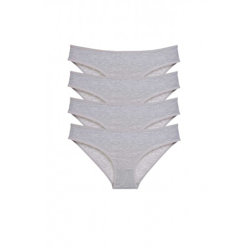 4 adet Süper Eko Set Likralı Kadın Slip Külot Gri