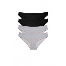 4 adet Süper Eko Set Likralı Kadın Slip Külot Siyah Gri 