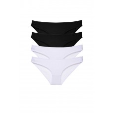 4 adet Eko Set Likralı Kadın Slip Külot Siyah Beyaz 