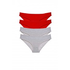 4 adet Eko Set Likralı Kadın Slip Külot Kırmızı Gri 