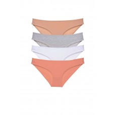 4 adet Süper Eko Set Likralı Kadın Slip Külot Ten Gri Beyaz Pudra