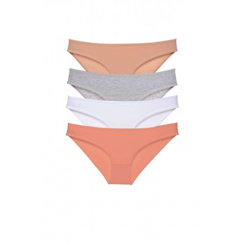 4 adet Süper Eko Set Likralı Kadın Slip Külot Ten Gri Beyaz Pudra