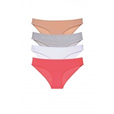 4 adet Süper Eko Set Likralı Kadın Slip Külot Ten Gri Beyaz Fuşya