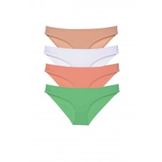 4 adet Süper Eko Set Likralı Kadın Slip Külot Ten Beyaz Pudra Yeşil 