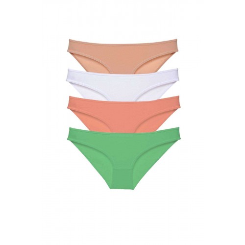 4 adet Süper Eko Set Likralı Kadın Slip Külot Ten Beyaz Pudra Yeşil