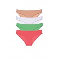 4 adet Süper Eko Set Likralı Kadın Slip Külot Ten Pudra Yeşil Fuşya 