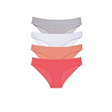 4 adet Süper Eko Set Likralı Kadın Slip Külot Gri Beyaz Pudra Fuşya