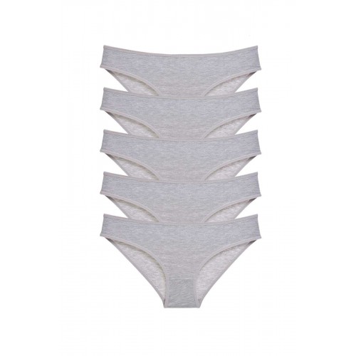 5 adet Süper Eko Set Likralı Kadın Slip Külot Gri