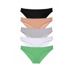 5 adet Süper Eko Set Likralı Kadın Slip Külot Siyah Ten Gri Beyaz Yeşil 