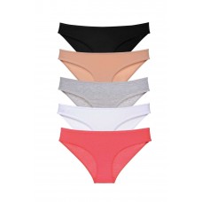 5 adet Süper Eko Set Likralı Kadın Slip Külot Siyah Ten Gri Beyaz Fuşya 