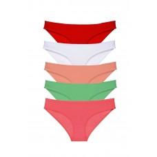 5 adet Süper Eko Set Likralı Kadın Slip Külot Kırmızı Beyaz Pudra Yeşil Fuşya 