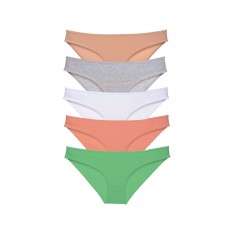 5 adet Süper Eko Set Likralı Kadın Slip Külot Ten Gri Beyaz Pudra Yeşil 