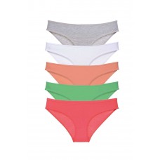 5 adet Süper Eko Set Likralı Kadın Slip Külot Gri Beyaz Pudra Yeşil Fuşya 