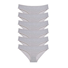 6 adet Süper Eko Set Likralı Kadın Slip Külot Gri 