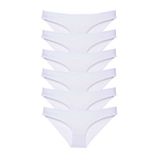 6 adet Süper Eko Set Likralı Kadın Slip Külot Beyaz 