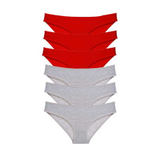 6 adet Eko Set Likralı Kadın Slip Külot Kırmızı Gri 