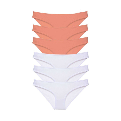 6 adet Eko Set Likralı Kadın Slip Külot Pudra Beyaz