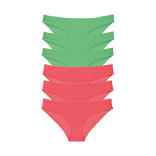 6 adet Eko Set Likralı Kadın Slip Külot Yeşil Fuşya 