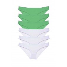 6 adet Eko Set Likralı Kadın Slip Külot Yeşil Beyaz 