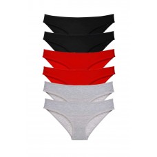 6 adet Süper Eko Set Likralı Kadın Slip Külot Siyah Kırmızı Gri