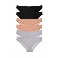 6 adet Süper Eko Set Likralı Kadın Slip Külot Siyah Ten Gri 