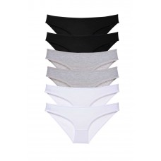 6 adet Süper Eko Set Likralı Kadın Slip Külot Siyah Gri Beyaz 