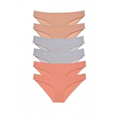 6 adet Süper Eko Set Likralı Kadın Slip Külot Ten Gri Pudra