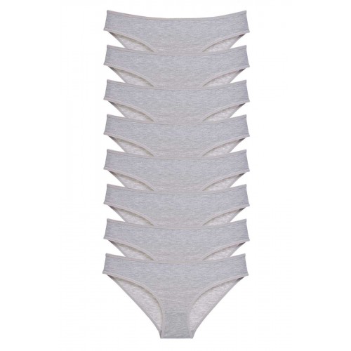 8 adet Süper Eko Set Likralı Kadın Slip Külot Gri