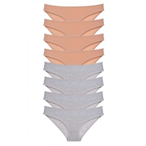 8 adet Süper Eko Set Likralı Kadın Slip Külot Ten Gri