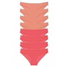 8 adet Eko Set Likralı Kadın Slip Külot Pudra Fuşya 