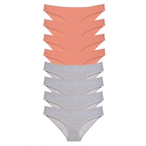 8 adet Süper Eko Set Likralı Kadın Slip Külot Pudra Gri