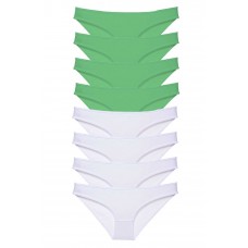 8 adet Eko Set Likralı Kadın Slip Külot Yeşil Beyaz 