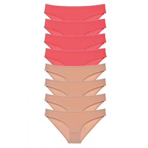 8 adet Süper Eko Set Likralı Kadın Slip Külot Fuşya Ten