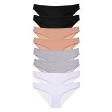 8 adet Süper Eko Set Likralı Kadın Slip Külot Siyah Ten Gri Beyaz 