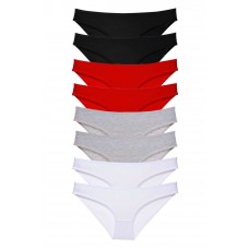 8 adet Süper Eko Set Likralı Kadın Slip Külot Siyah Kırmızı Gri Beyaz 