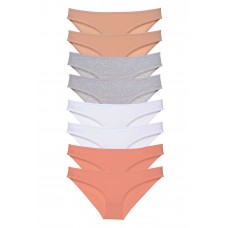 8 adet Süper Eko Set Likralı Kadın Slip Külot Ten Gri Beyaz Pudra 