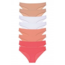 8 adet Süper Eko Set Likralı Kadın Slip Külot Ten Beyaz Pudra Fuşya 