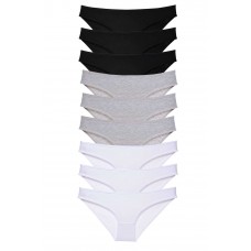 9 adet Süper Eko Set Likralı Kadın Slip Külot Siyah Gri Beyaz 