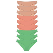 9 adet Süper Eko Set Likralı Kadın Slip Külot Ten Pudra Yeşil 