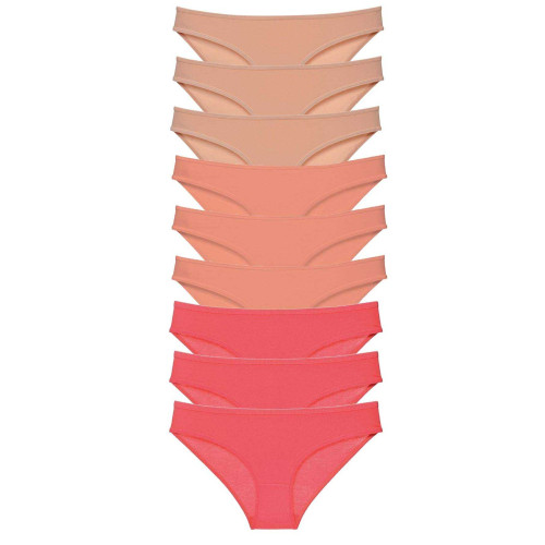 9 adet Süper Eko Set Likralı Kadın Slip Külot Ten Pudra Fuşya