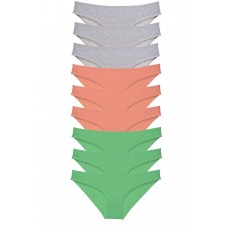 9 adet Süper Eko Set Likralı Kadın Slip Külot Gri Pudra Yeşil 