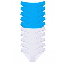 10 adet Süper Eko Set Likralı Kadın Slip Beyaz Mavi 