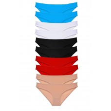 10 adet Süper Eko Set Likralı Kadın Slip Siyah Kırmızı Ten Beyaz Mavi 