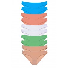 10 adet Süper Eko Set Likralı Kadın Slip Ten Beyaz Pudra Yeşil Mavi 